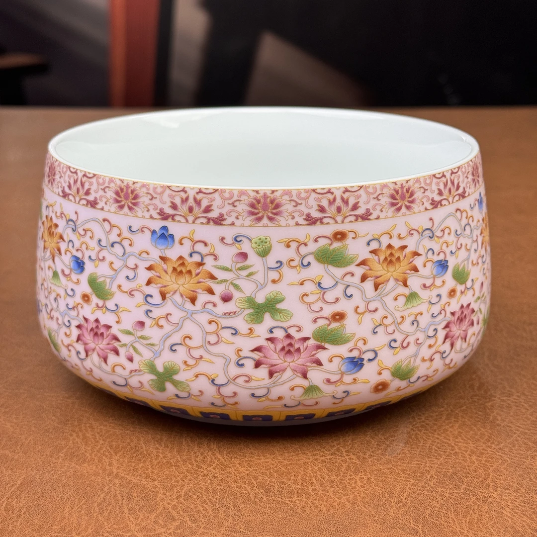 珐琅彩(粉)茶洗缸H89