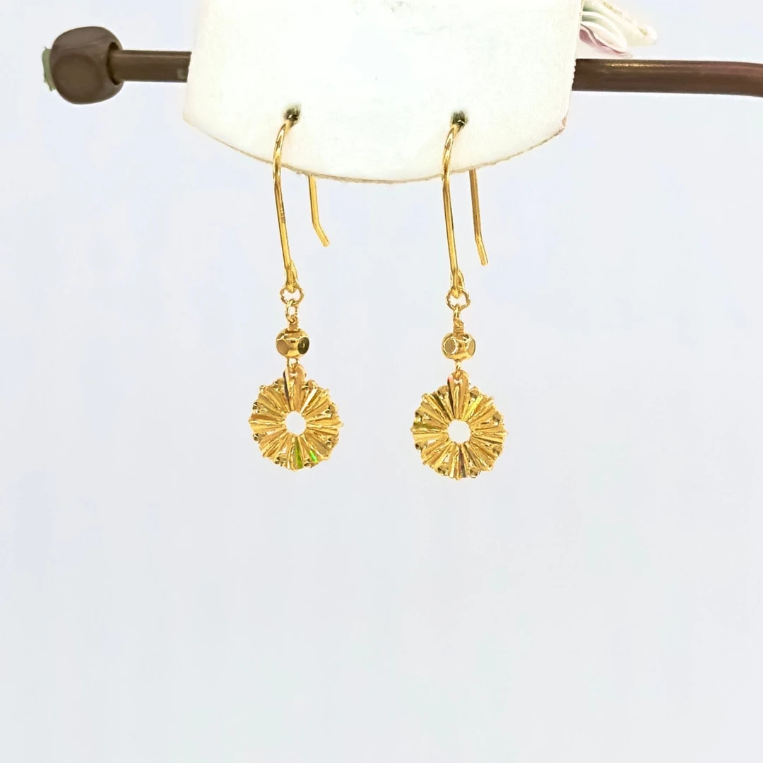 庚震黄金5G足金炫彩甜甜圈金丝绕线耳勾耳吊2.78/2.75