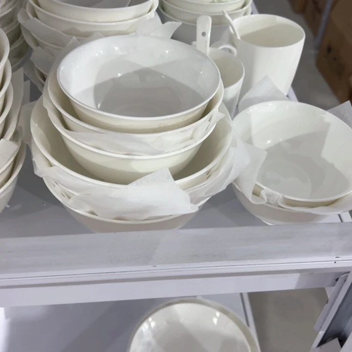 瓷银白牡丹4.5高脚碗6个