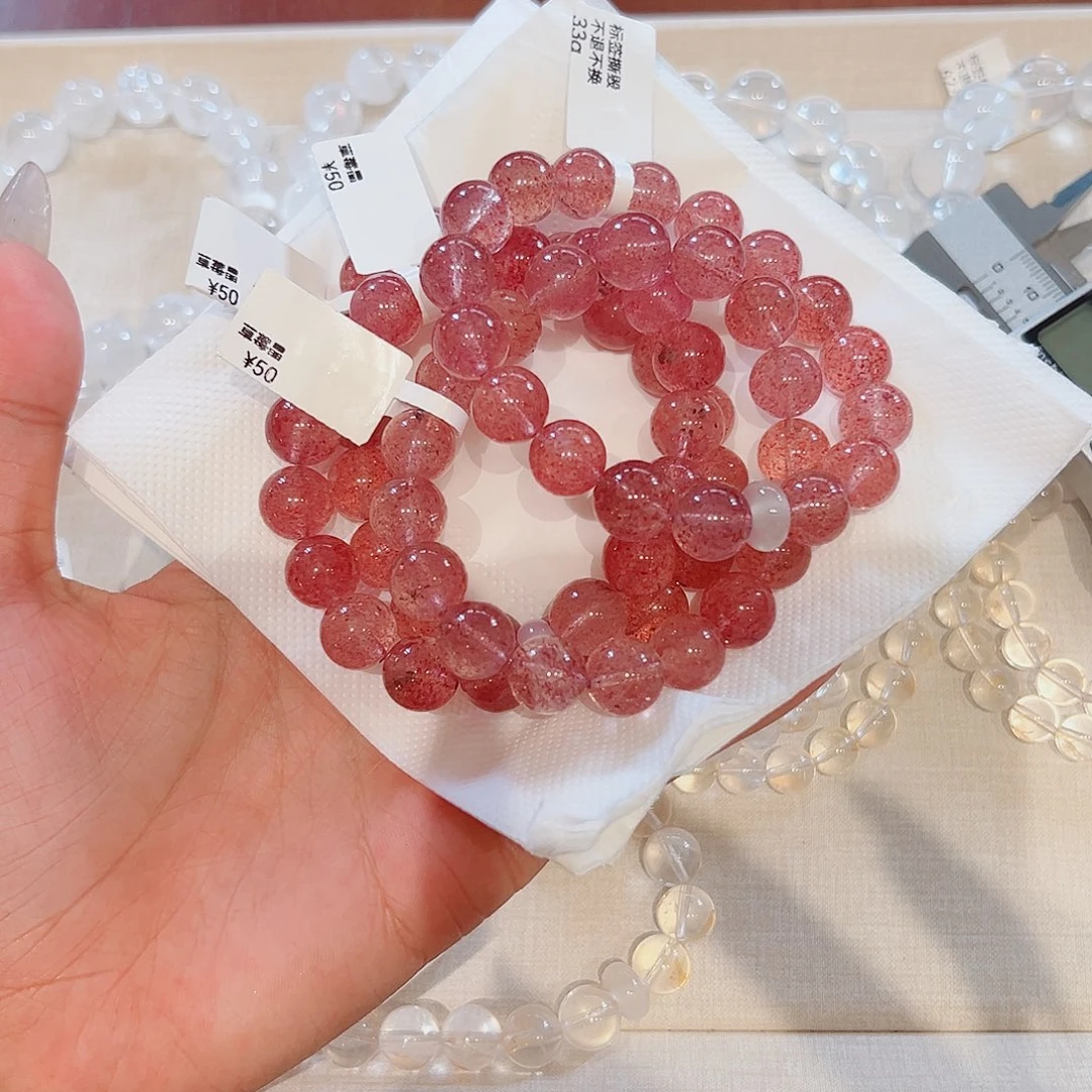 水晶手链未镶嵌草莓晶有黑点11m 不参与活动