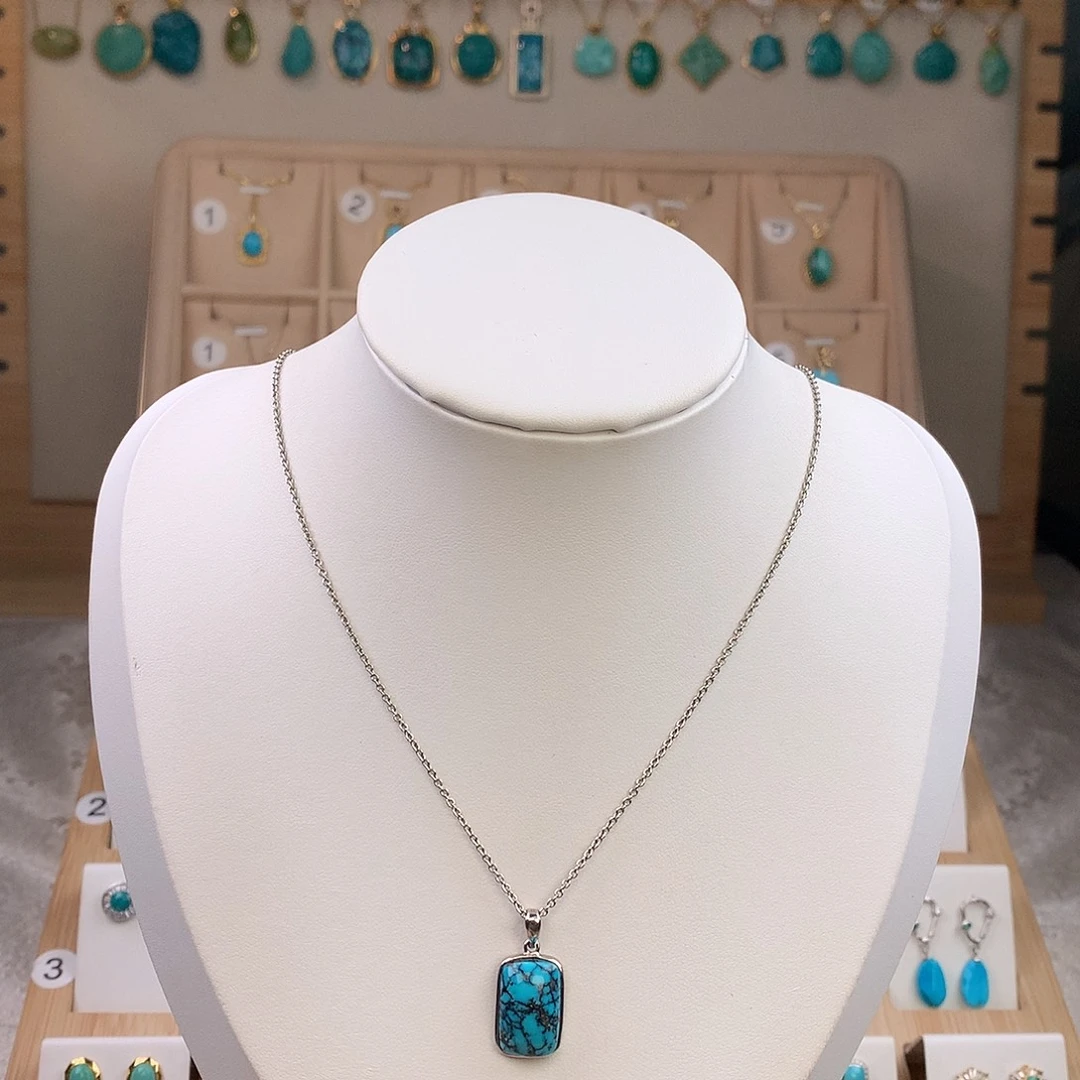 绿松石银S925镶嵌颈饰