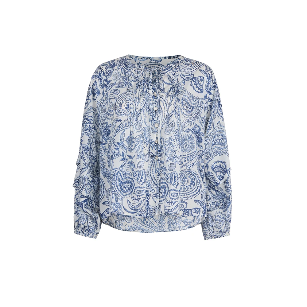 S·DEER宽松设计休闲遮肉氛围感清新时尚国风新中式衬衫S252Z3228