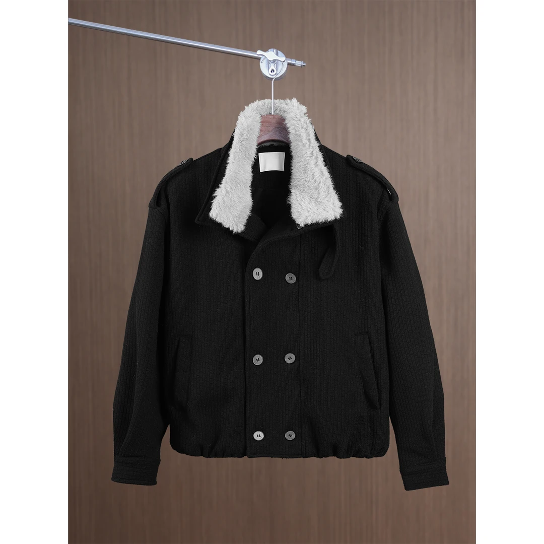 休闲英伦风『大毛领』毛领呢子大衣男冬季高级痞帅加厚保暖夹克外套