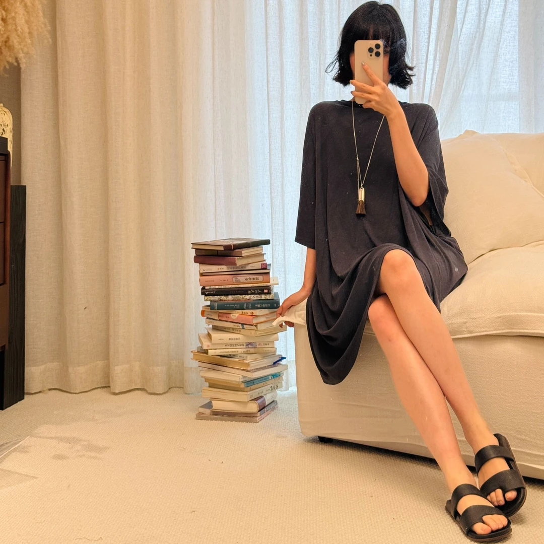 S.SHUi设计师款堆量廓形斗篷T恤腔调连衣裙T恤