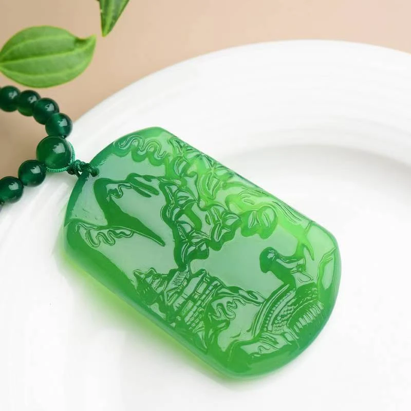 【兰总专属】BM-S001#高山流水&风水意境牌玉髓吊坠赠珠链