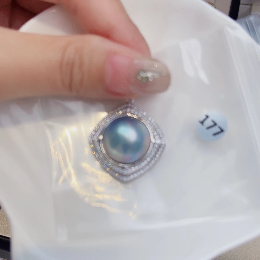 银S925镶嵌拼合珍珠（马贝珠）颈饰快**家