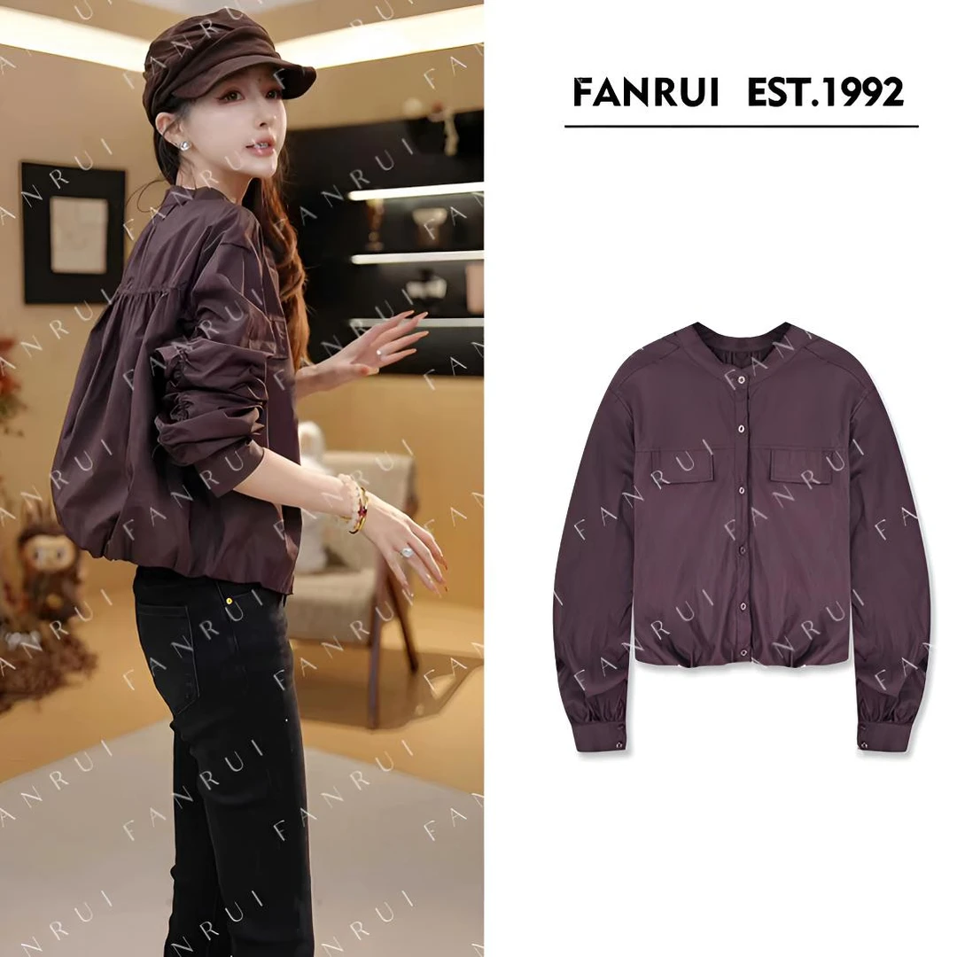 FANRUI/泛芮「素雅记」100棉褶皱设计感时髦百搭休闲衬衫外套B18253