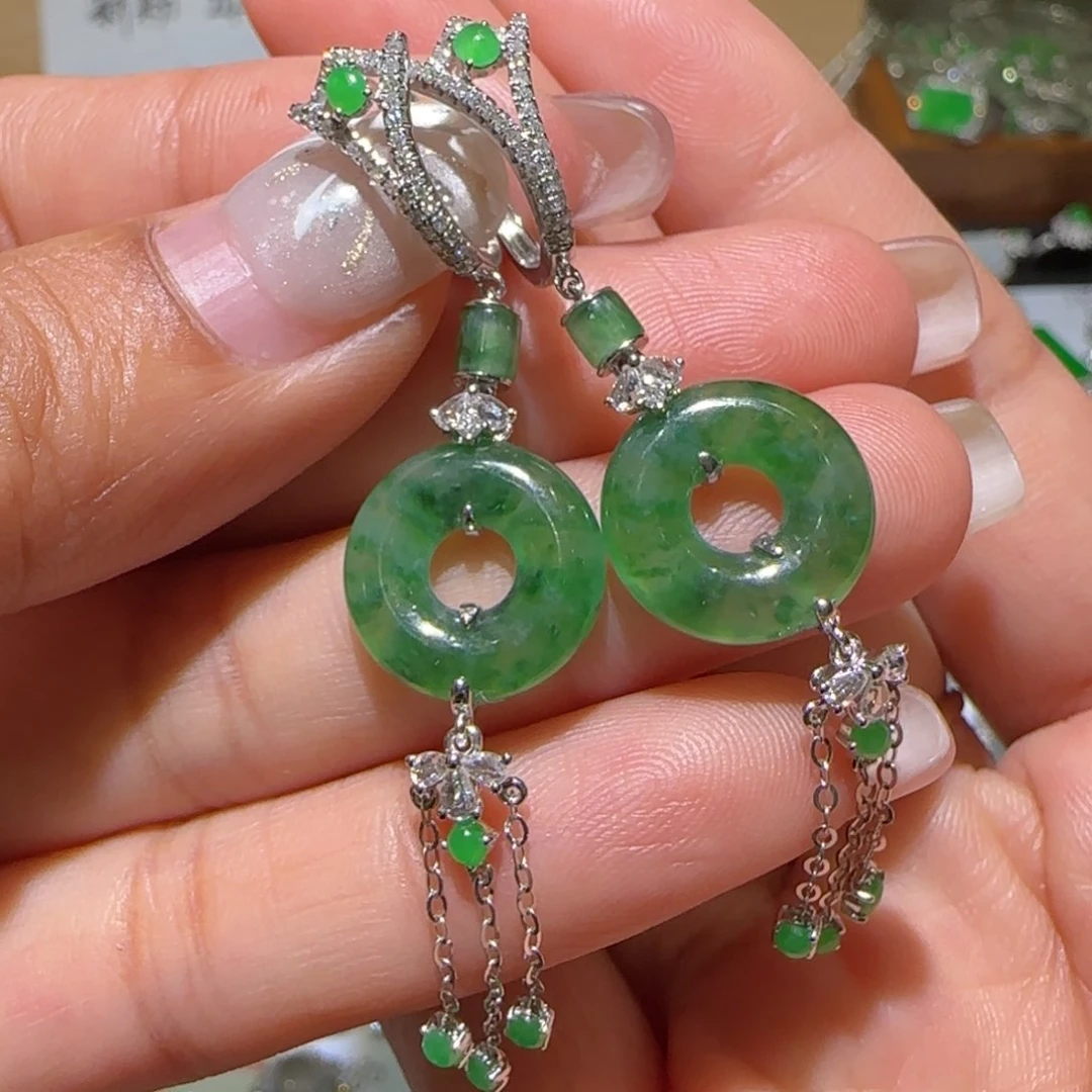 【闪购商品】翡翠耳饰18K金镶嵌缅甸