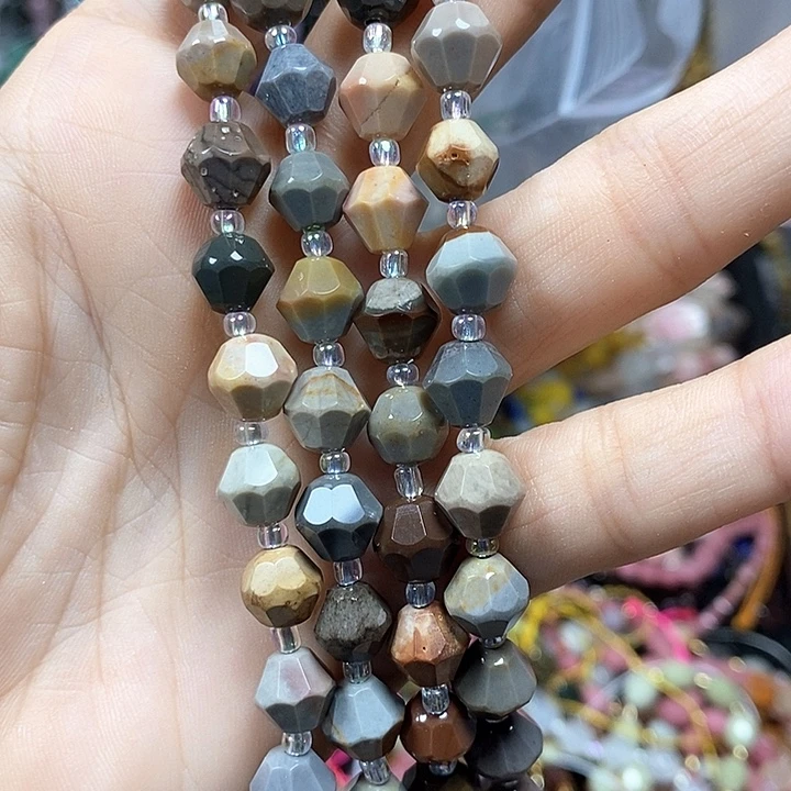 玛瑙/玉髓未镶嵌珠宝半成品天然美国图画石卡8mm