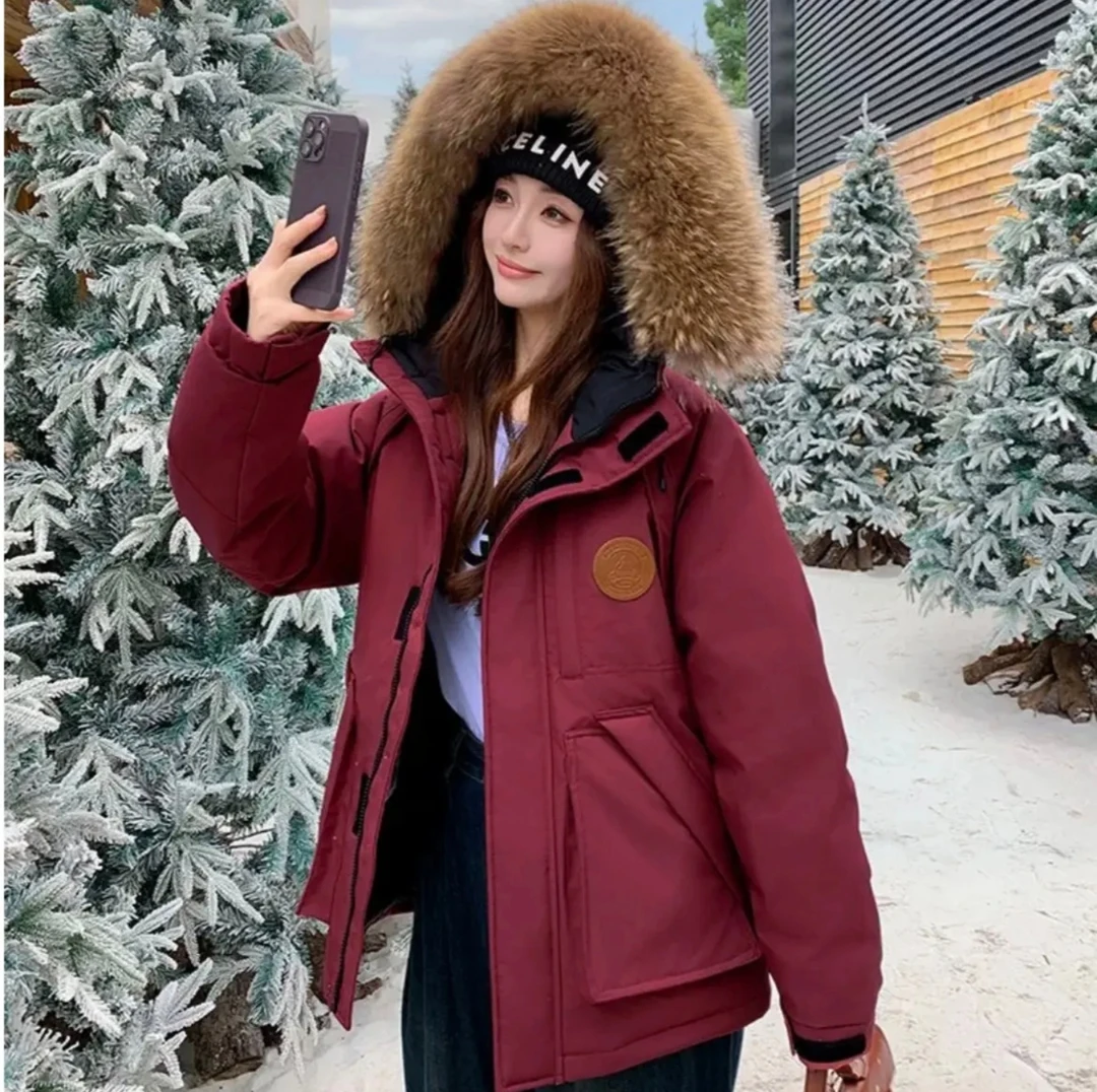 【真毛领】派克羽绒服新款加厚情侣大毛领工装连帽时尚小个子外套12