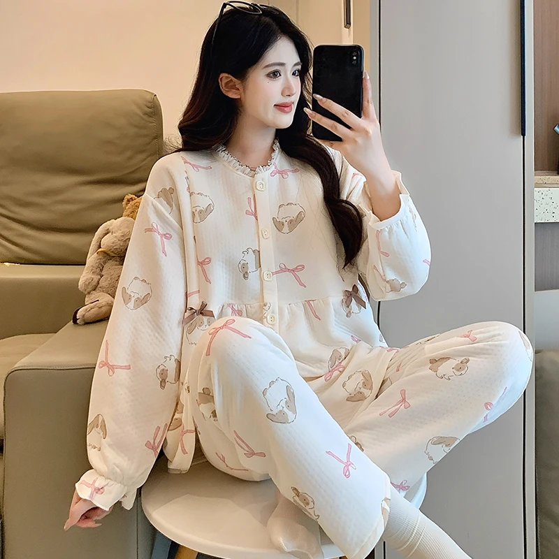 空气棉月子服春秋冬季产后孕妇睡衣哺乳喂奶产妇家居服10-4月份