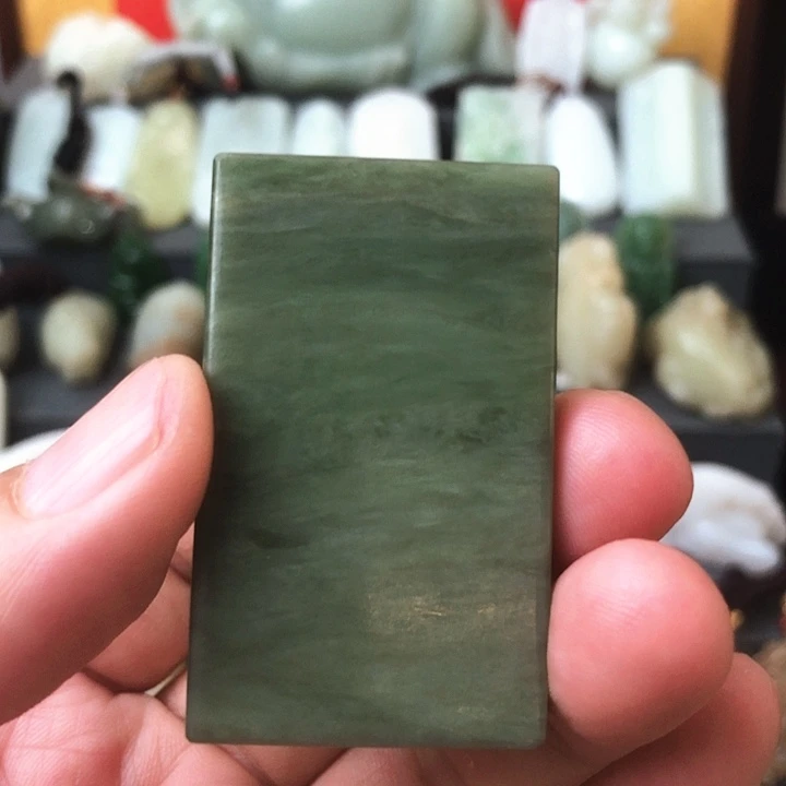 和田玉（碧玉）未镶嵌颈饰碧玉鸭蛋青平安无事牌