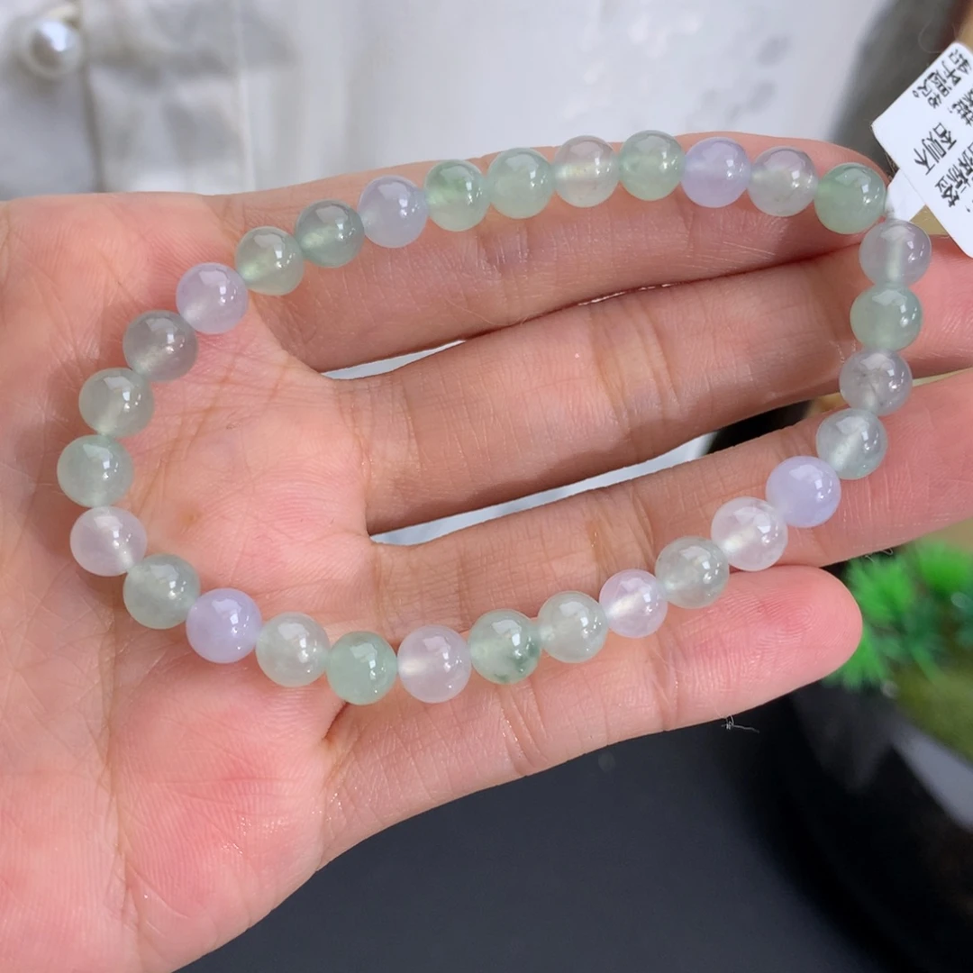 翡翠未镶嵌手串卡6胶润马卡龙手串