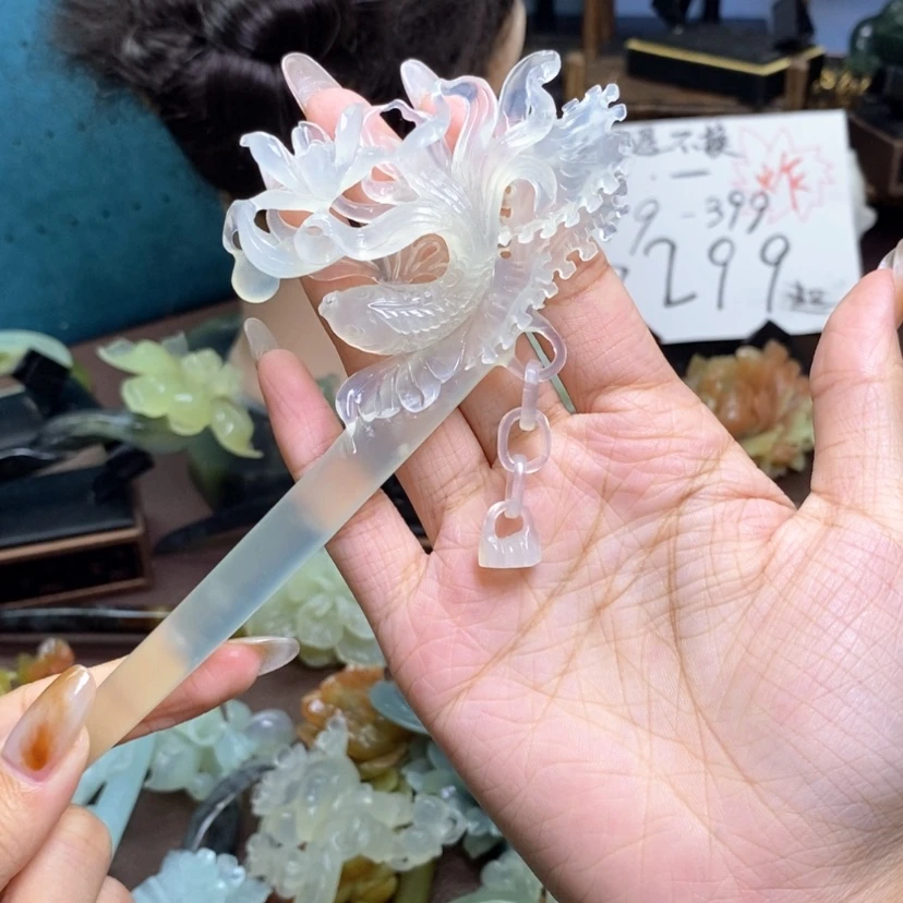 【闪购商品】未镶嵌蛇纹石玉发饰蜜***?不退不换