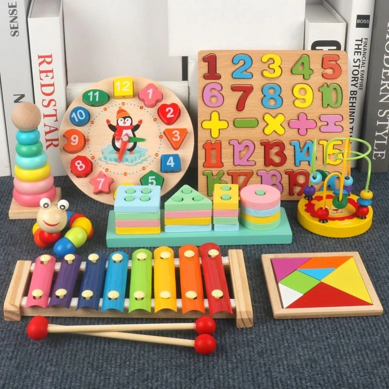 婴儿童启蒙益智八音琴木质敲击乐器1-2-3周4岁男女宝宝绕珠玩具gh