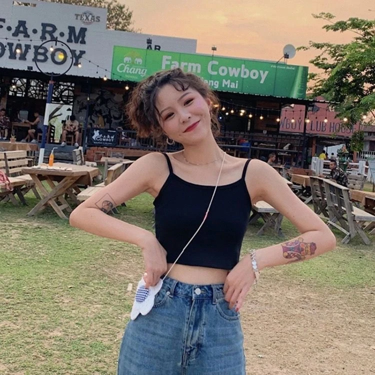 源头夏季吊带背心女百搭短款露脐性感修身显瘦小背心女 