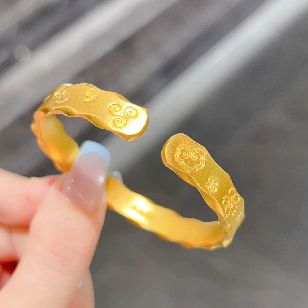 【新美源】足金999 錾刻工艺 錾刻吉言金镯（吉言金多样性）