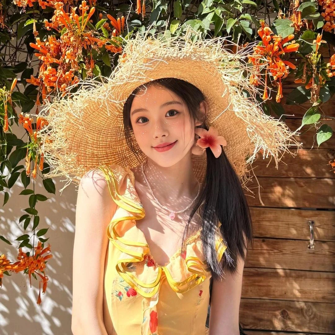 大帽檐超大毛边拉菲草帽女夏天拍照海边度假沙滩遮阳太阳帽潮