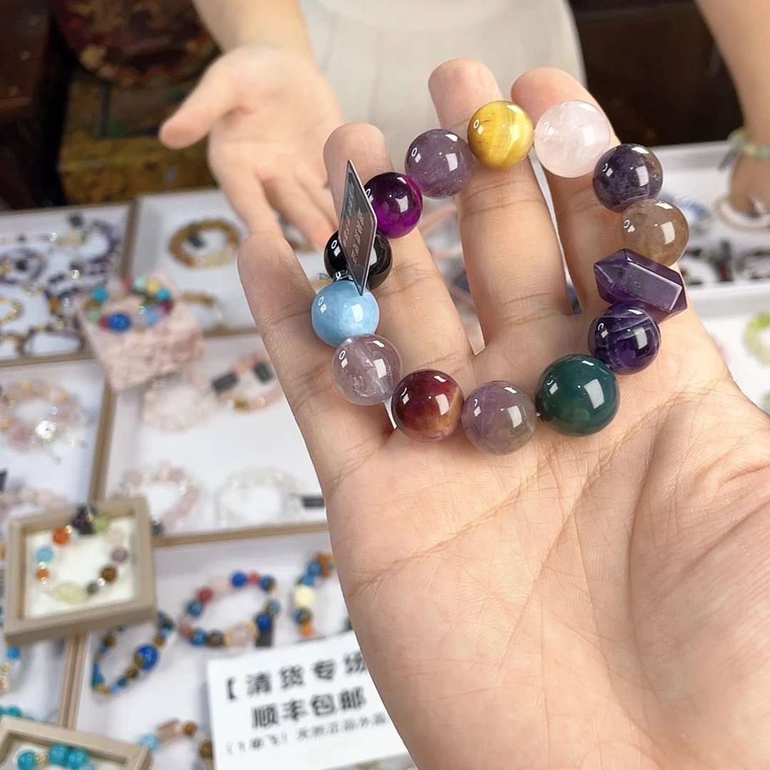 水晶手链银S925镀金镶嵌