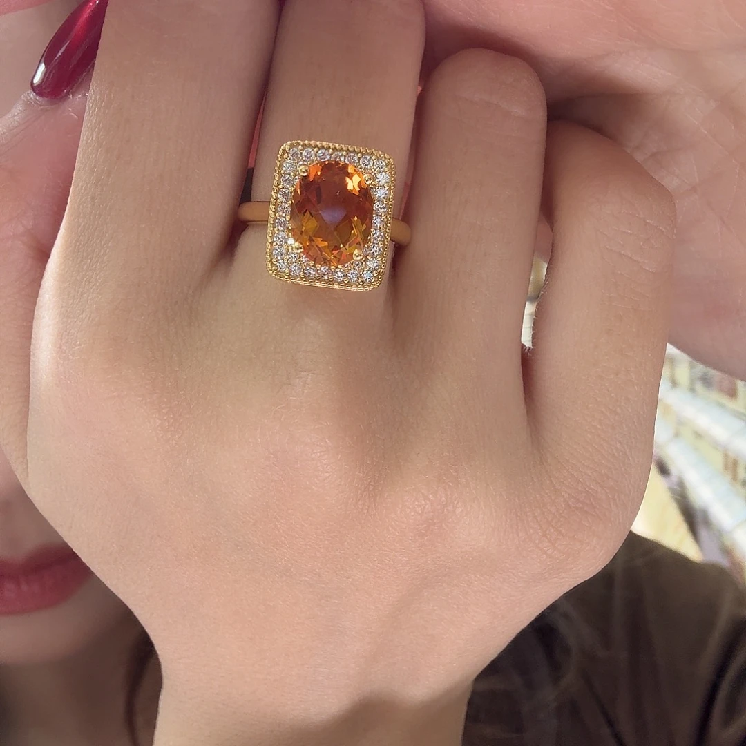 戒指水晶银S925镶嵌