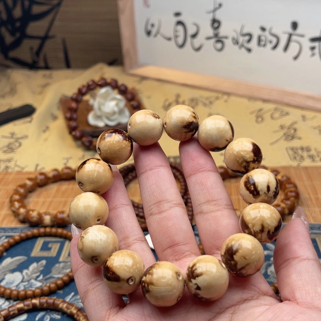紫金鼠手串半实心花皮光珠18