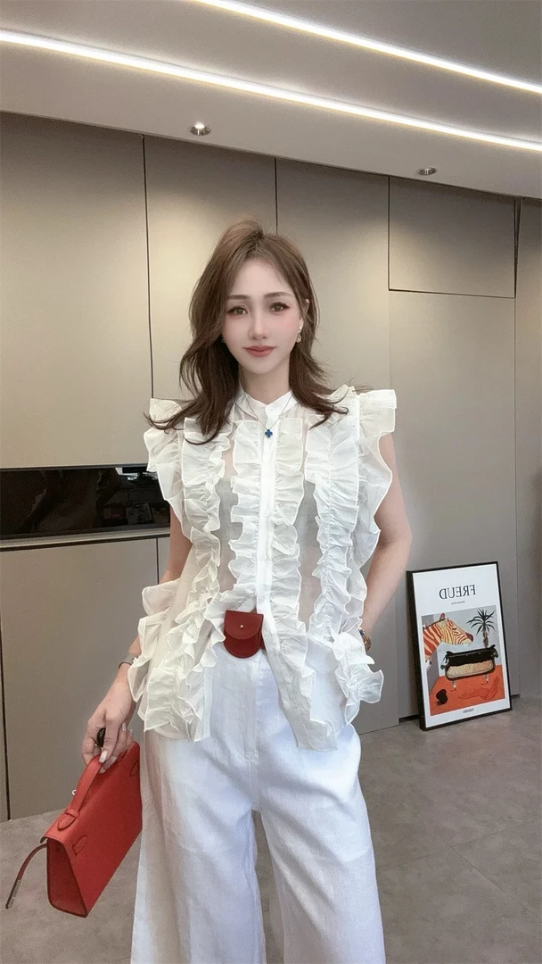 YANG YANG 薄款立领单排扣无袖上衣#320