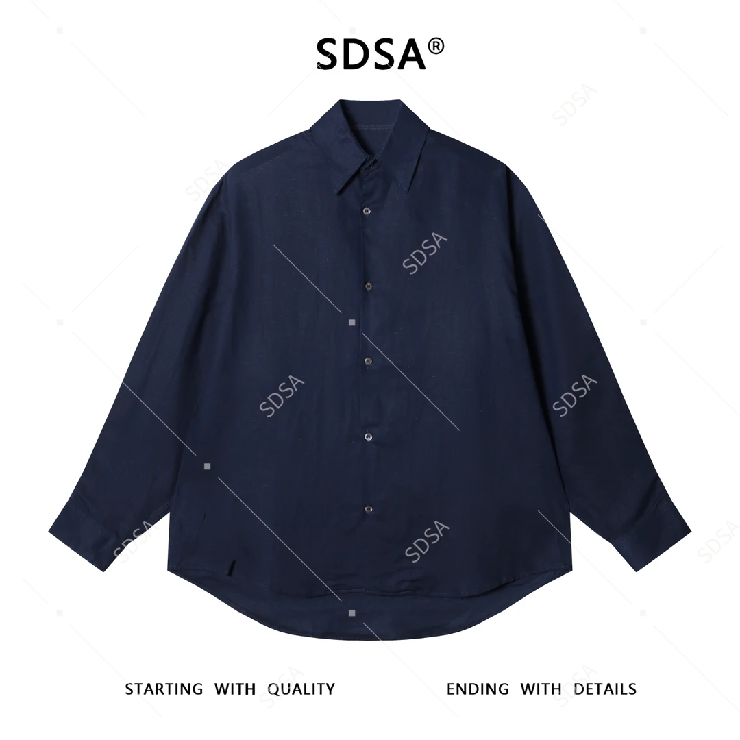 SDSA男士秋冬新款痞帅男装亲肤纯色翻领长袖衬衫宽松百搭衬衣时尚