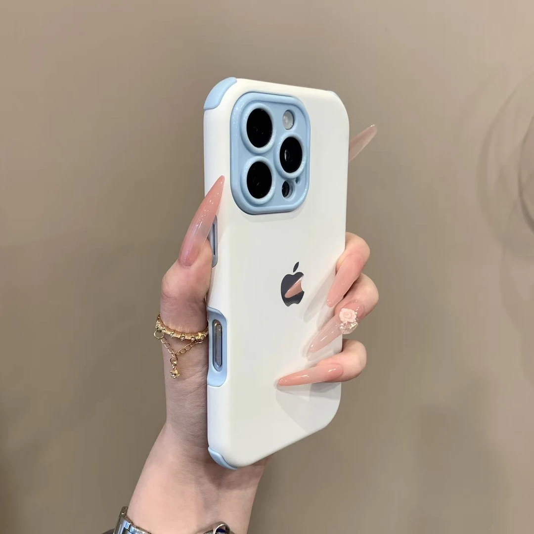 高级撞色肤感二合一防摔适用苹果17promax手机壳性iPhone16简约15