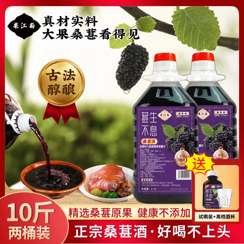 【正宗桑葚酒】果江南古法纯酿11度5斤鲜果发酵.健康好喝不上头