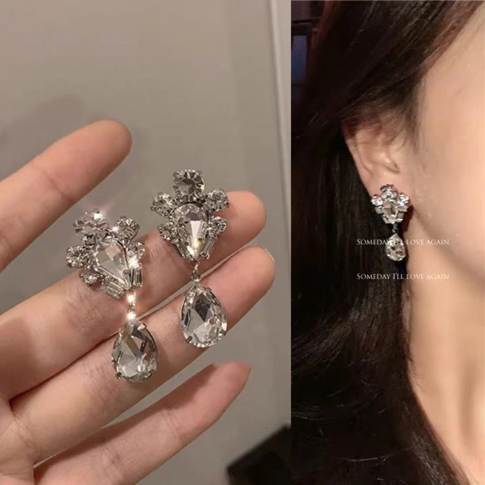 秋冬港味银色耳环复古港风赫本法式网红气质新款无耳洞耳钉女