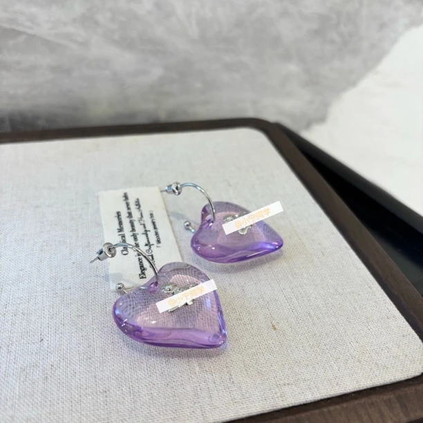 铜合金耳饰 紫色爱心地球耳环EH2553