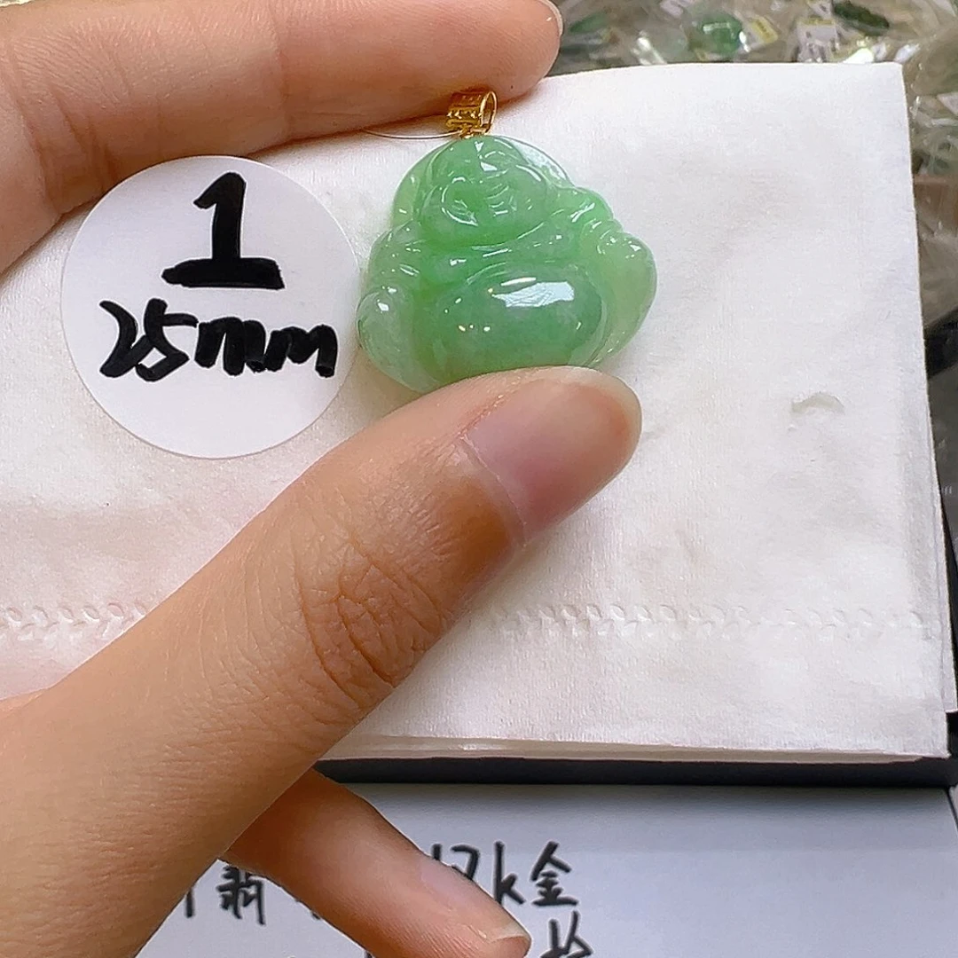 翡翠18K金镶嵌吊坠(不含链)翡翠