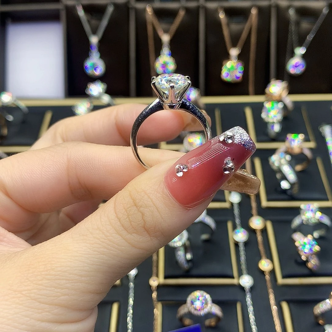 合成碳硅石戒指/指环18K金镶嵌6**0