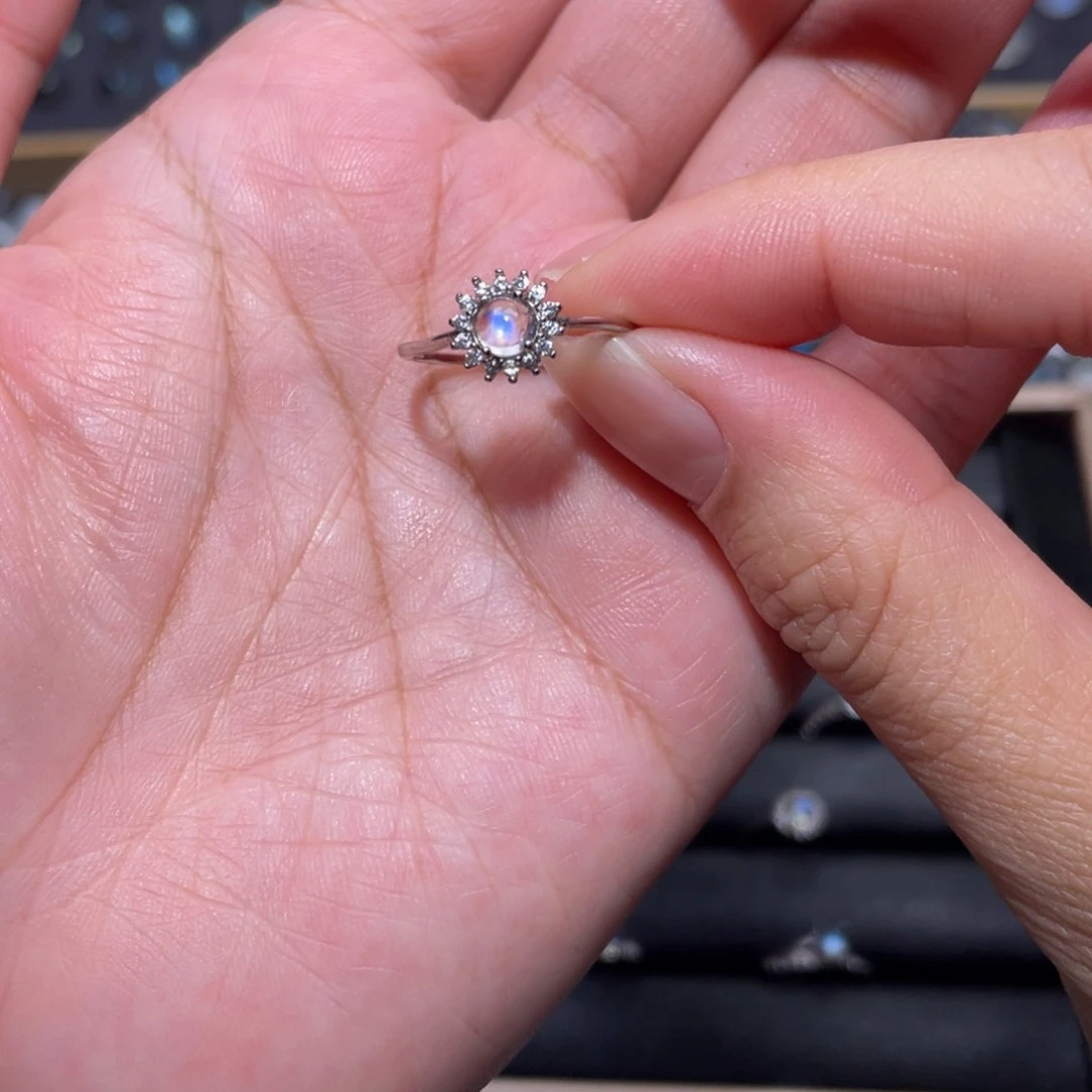 月光石手链未镶嵌L*印度蓝月光戒指