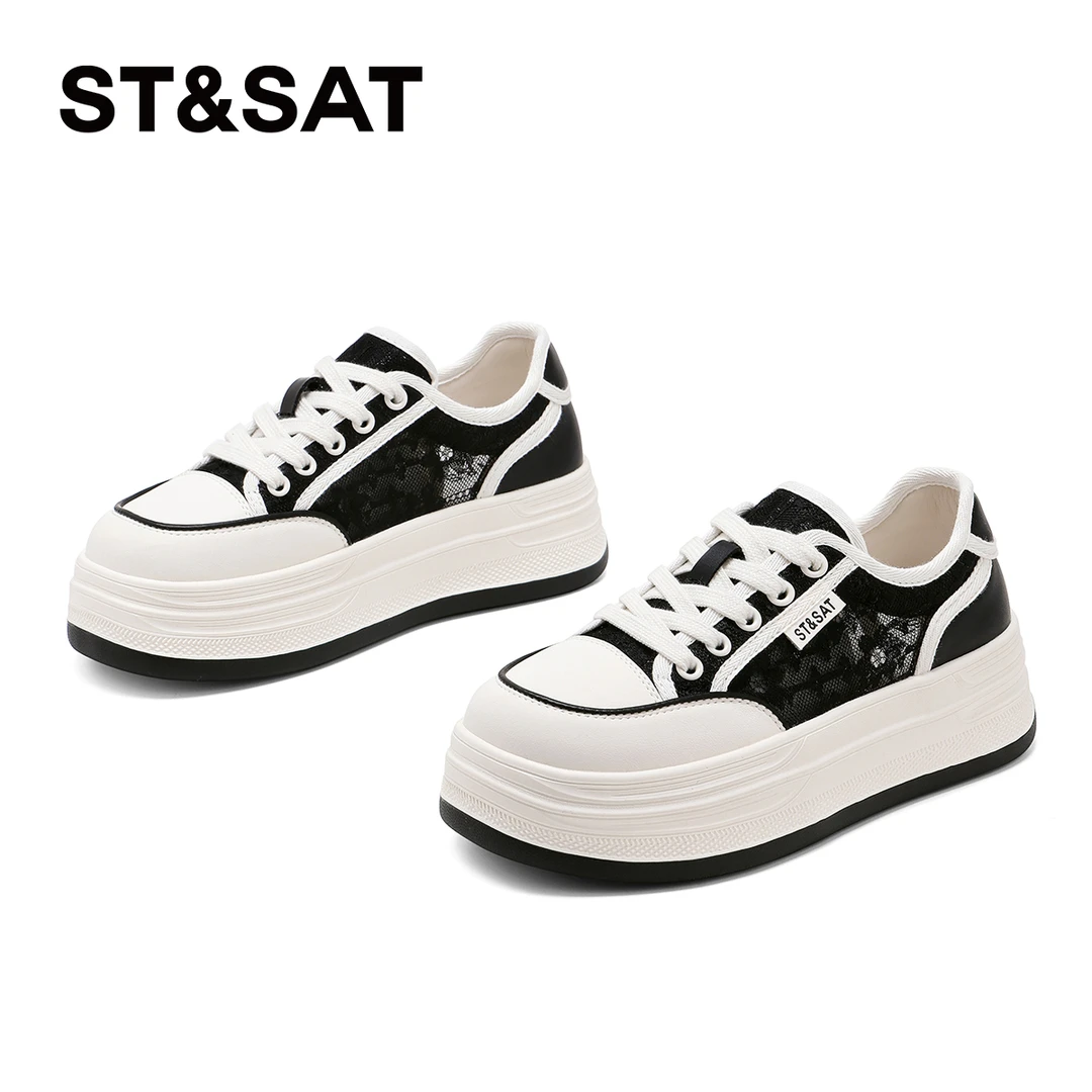 St&Sat/星期六百搭夏季透气小众2025新款春季厚底休闲鞋小白鞋