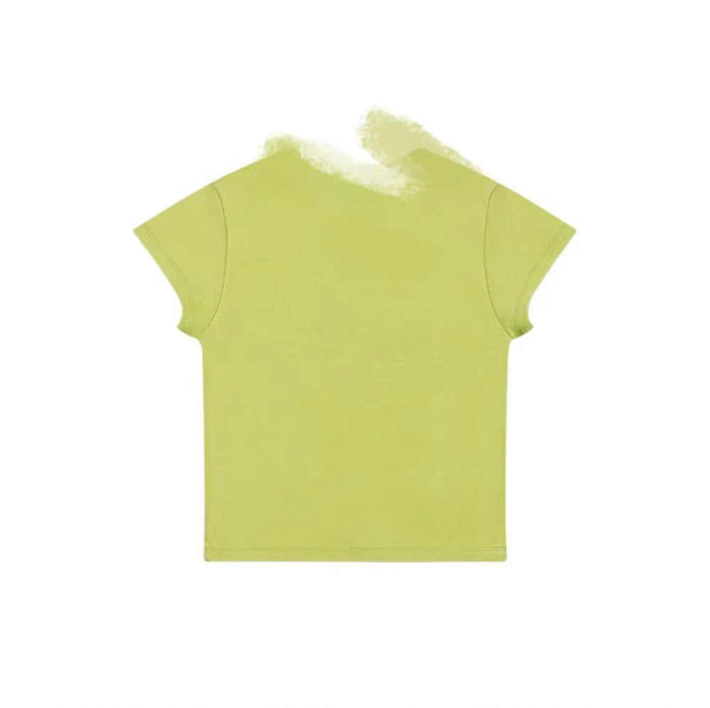 巨显身材！小白水洗刺绣款辣妹短款T 默认微瑕