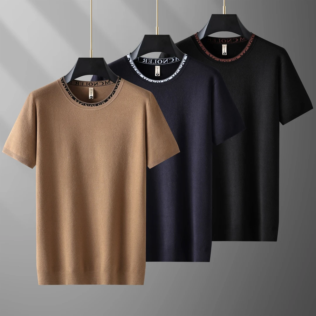 5231新款男士大码宽松圆领短袖毛衣春秋冬季加肥加大