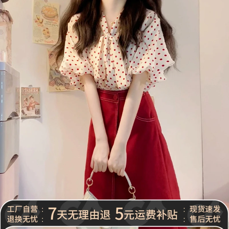 （差评不上）港风波点白色防晒短袖衬衫女夏季2025新款高级感衬衣