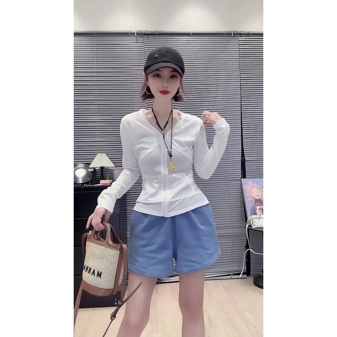 欧货纯色圈圈棉宽松舒适松紧腰高品质短裤夏季百搭显瘦彩色三分裤