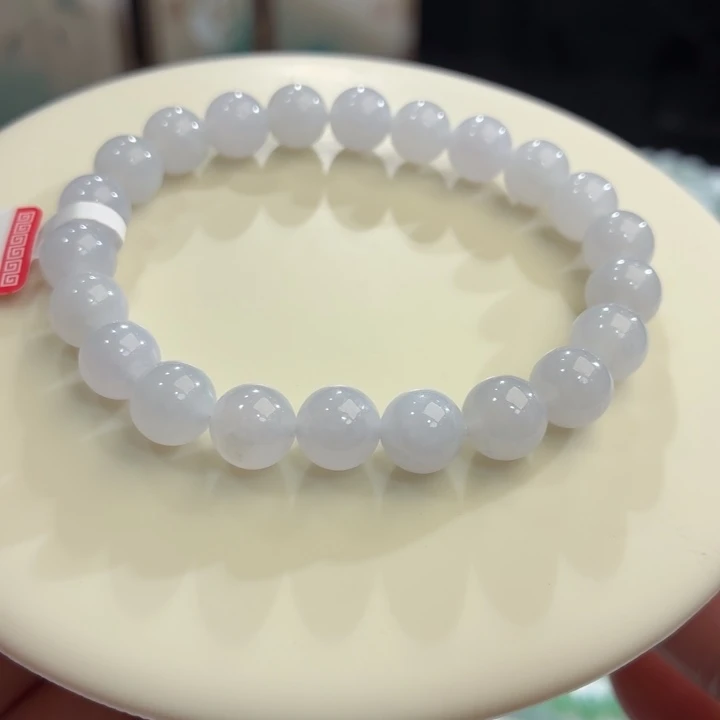 翡翠未镶嵌手链冰胶浅紫卡8.7