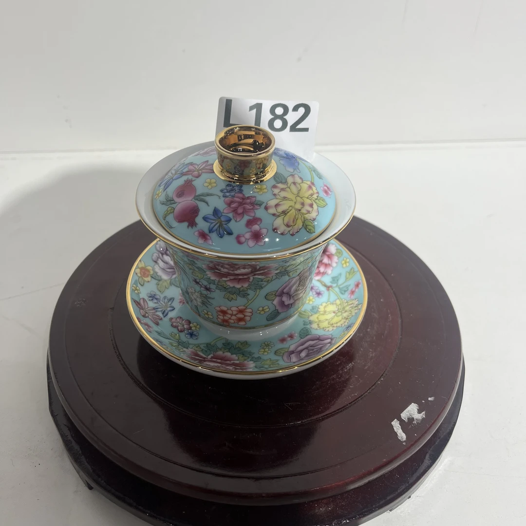 景德镇陶瓷花瓶摆件万花盖碗L182