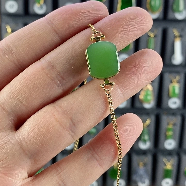 和田玉手链18K金镶嵌C*