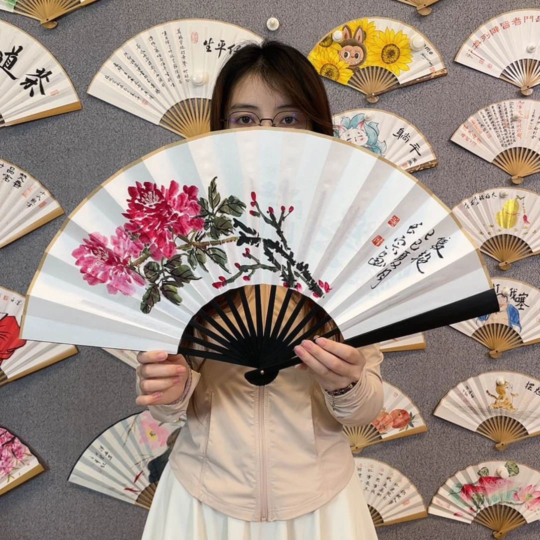 国画10寸-仿乌木福利折扇（默认粘好）