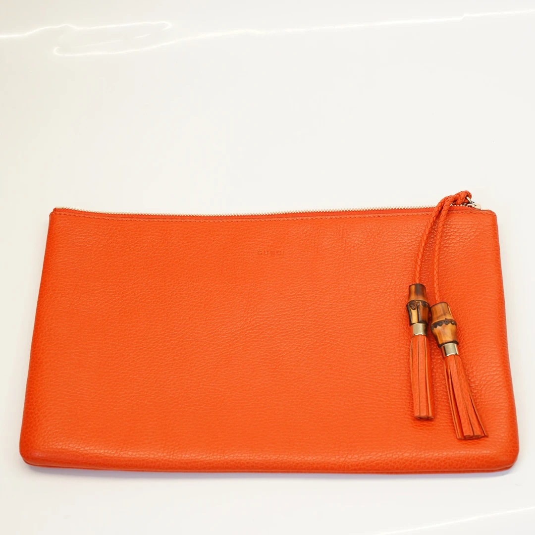 95新 GUCCI/古驰 竹结流苏手拿包/B01800