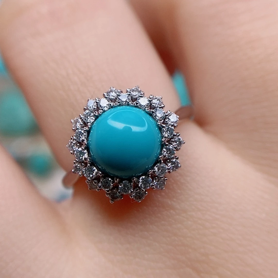 绿松石戒指银S925镶嵌