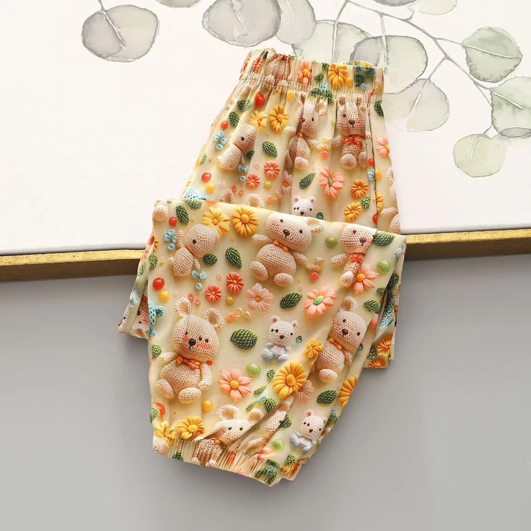 儿童裤子夏季薄款2025新款印花防蚊裤宝宝孩夏天长裤子