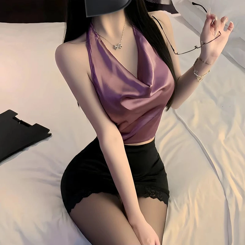 纯欲夜店甜美性感荡领弹力超短裙纯欲吊带包臀裙性感酒吧水手套装