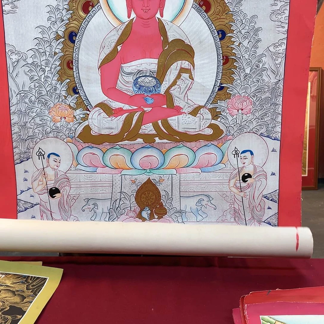 装裱画50×75银箔款纯手绘阿弥