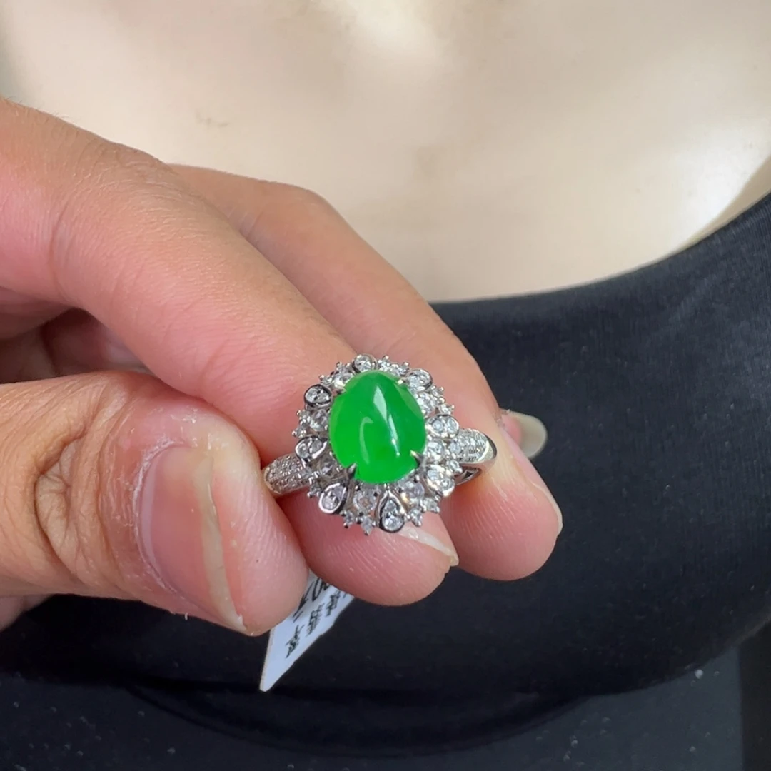 颢***霖翡翠18K金镶嵌戒指