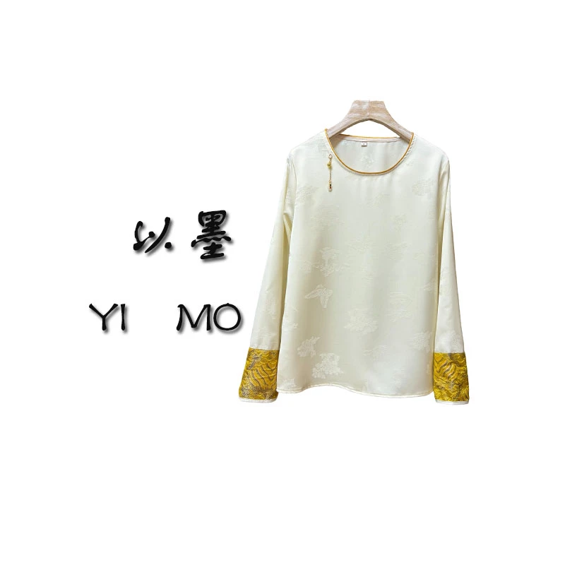 春季新中式内搭宽松打底衫上衣女时尚百搭圆领长袖t恤
